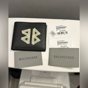 Balenciaga Tape Black and White Logo Wallet